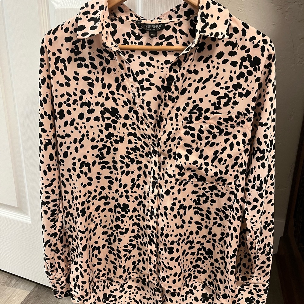 Topshop Women's Leopard Print Blouse